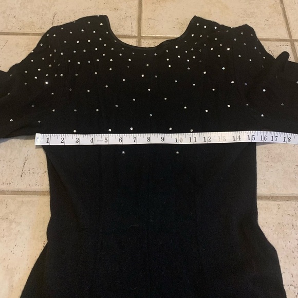 Vintage I. B. Diffusion Black Angora Wool Blend Knit Maxi Dress Rhinestone Sz M - Picture 7 of 7